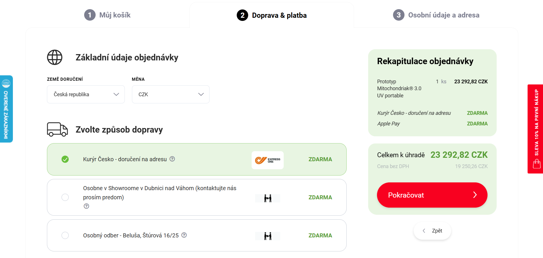CZ EasyLight mitochondriak Platba BTC kryptomenami 2